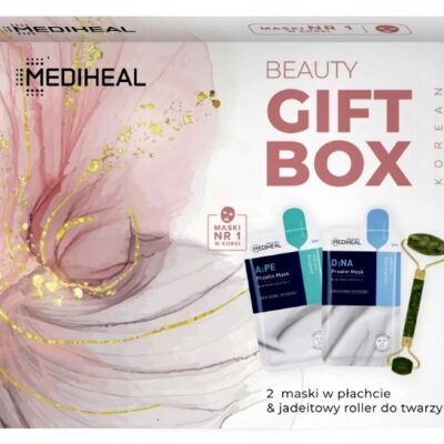 MEDIHEAL Zestaw prezentowy 2 Maski + Roller Jadeitowy do masażu twarzy
